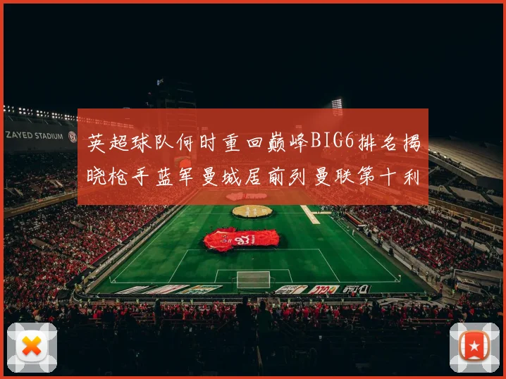 英超球队何时重回巅峰BIG6排名揭晓枪手蓝军曼城居前列曼联第十利物浦第十二